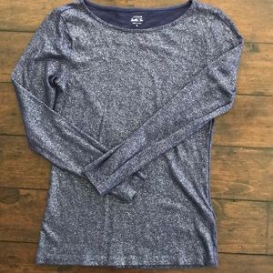 Navy and silver sparks small long sleeve shirt